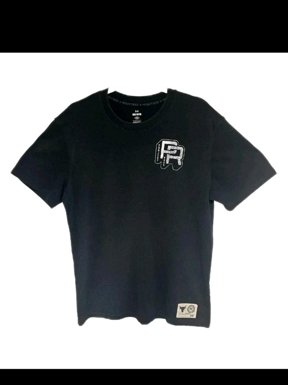 Under Armour Project Rock Tee Training Camp Blood Sweat Respect Black M